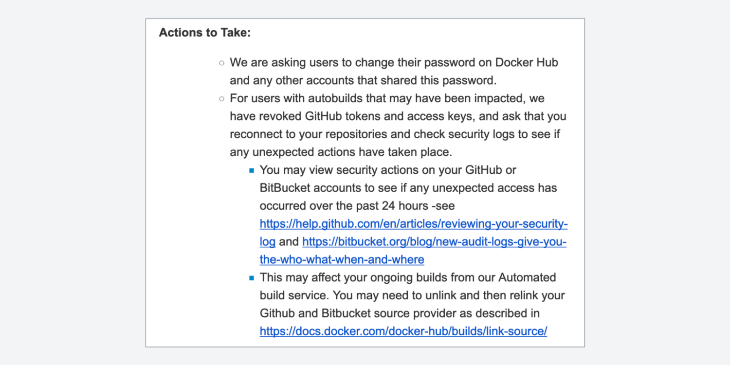 Docker에서 사용자에게 보낸 이메일 중 일부