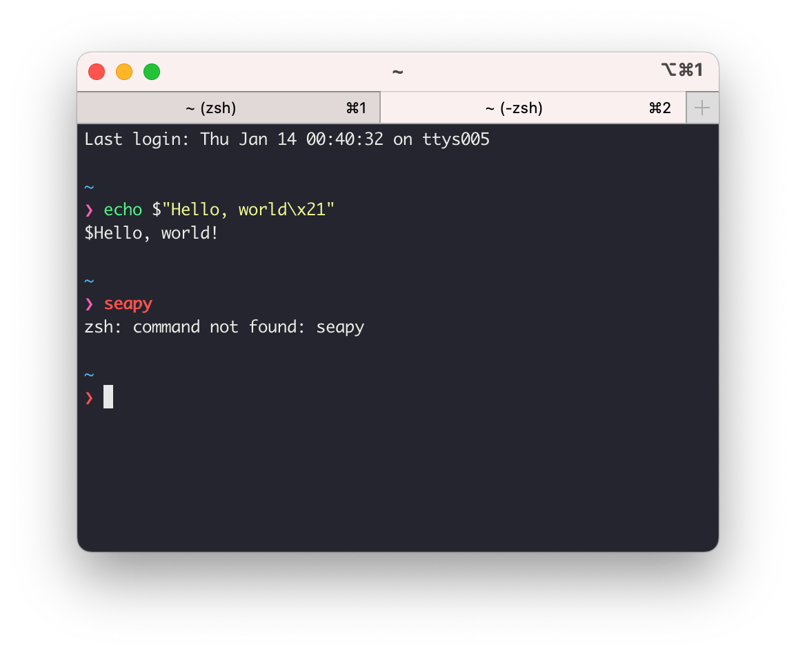 zsh syntax highlighting이 적용된 후의 화면
