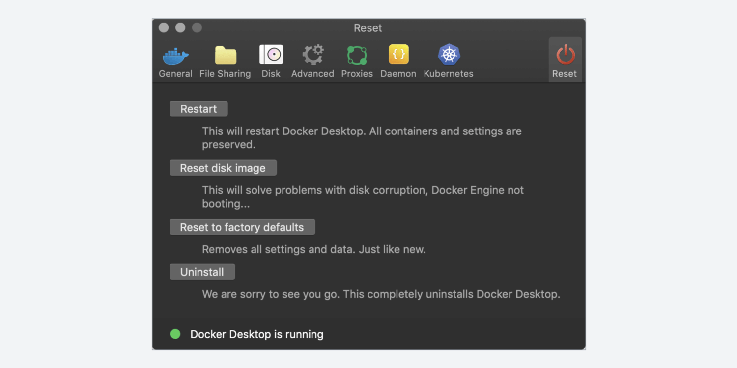 Reset disk image 버튼을 누릅니다