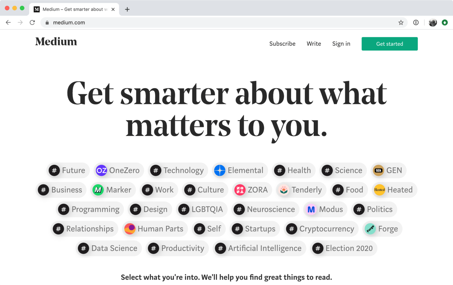 미디엄(Medium) 메인 페이지